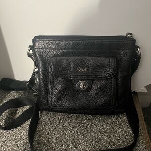 Coach Black Pebbled Leather Messenger Bag